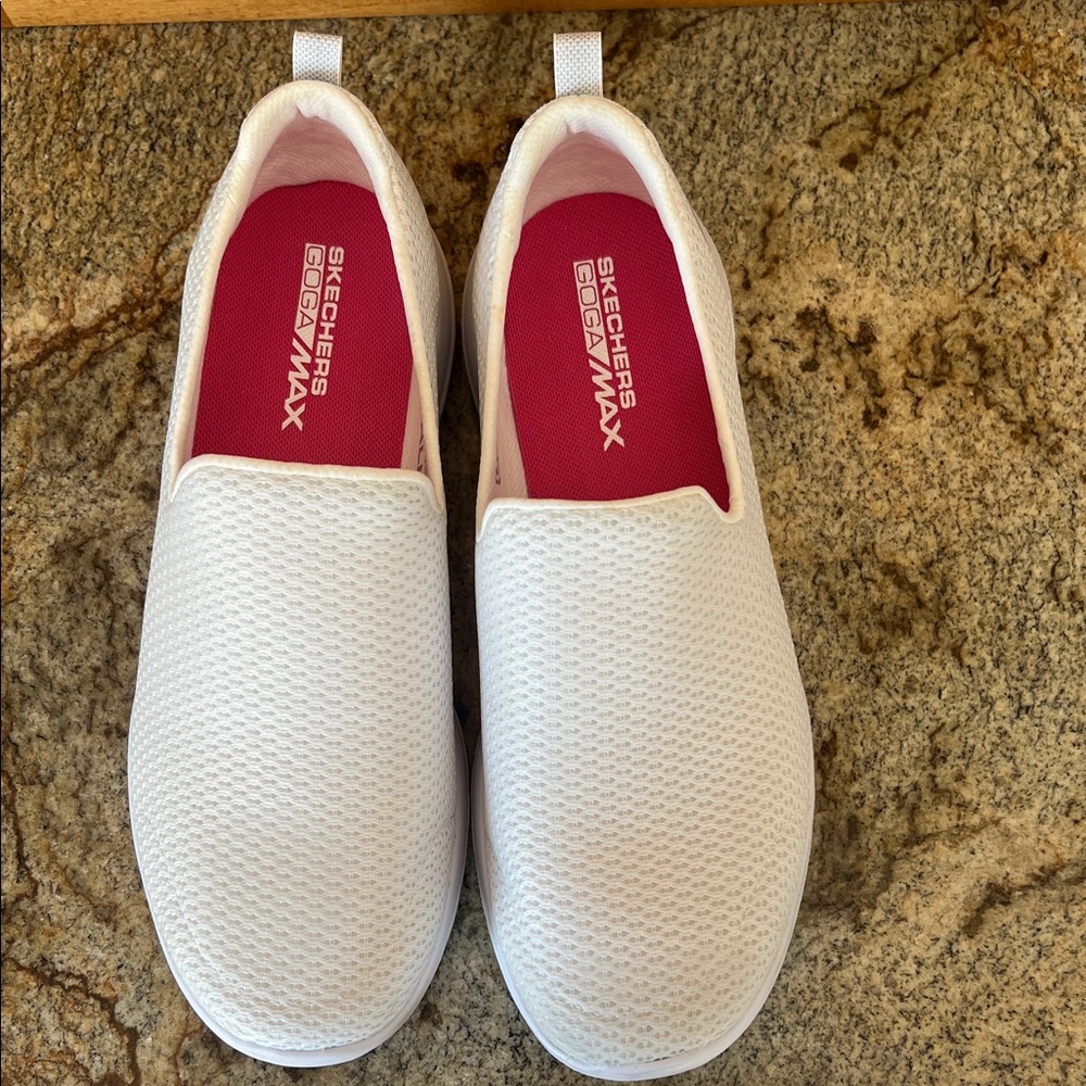 Skechers Go Walk White Mesh Slip-Ons